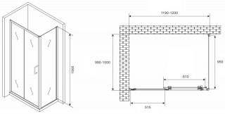 Душевой уголок ABBER Schwarzer Diamant AG301205-S1005 120x100см хром